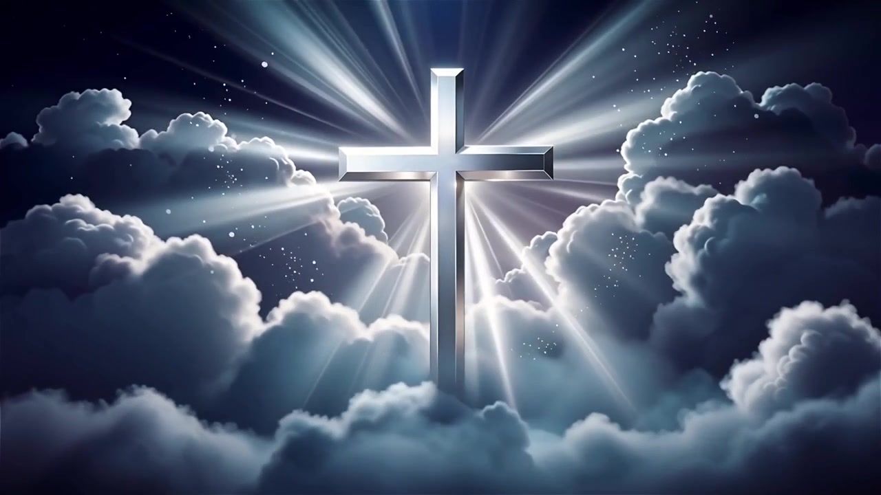 Christian Cross Heavenly Light Worship Background