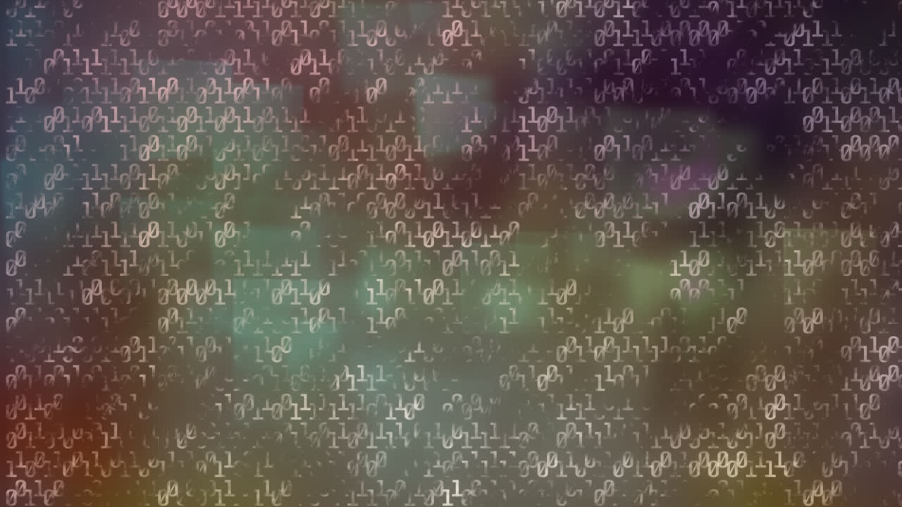 animación del procesamiento de datos sobre cuadrados brillantes sobre fondo negro