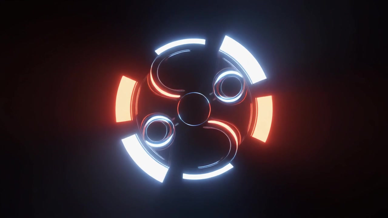 Abstract Rotating Geometric Shape with Glowing Neon Lights