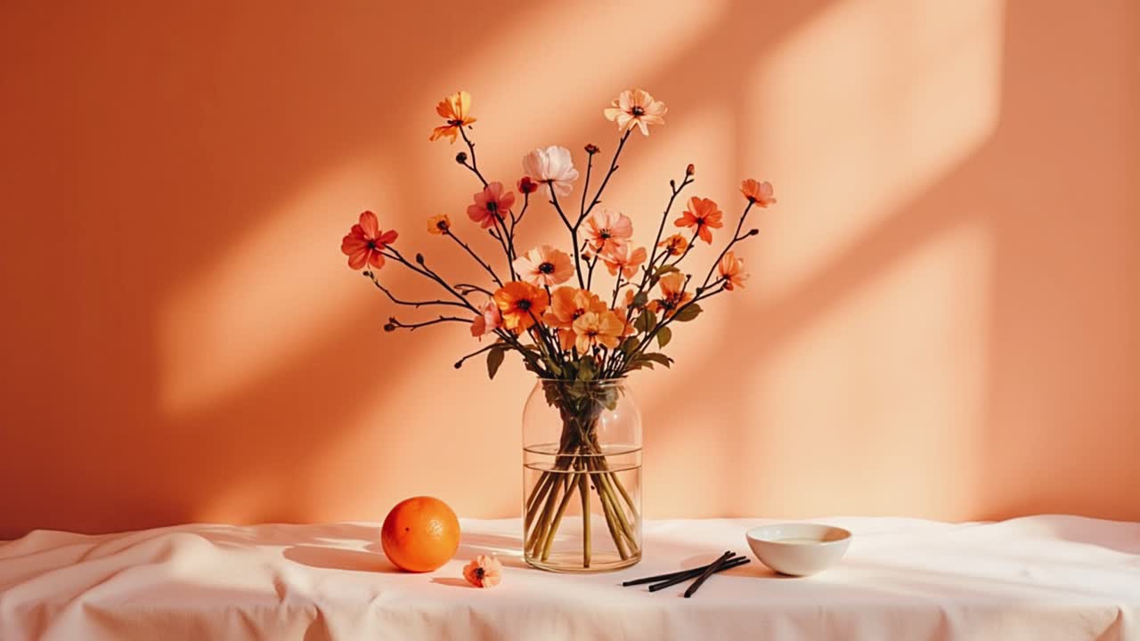 Peach and Pink Floral Still Life