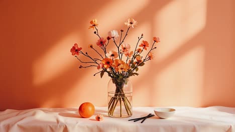 peach and pink floral still life