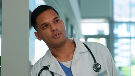 thinking, sad and a doctor man in the hospital