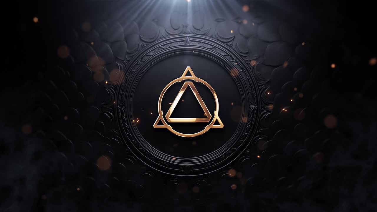 Fiery Explosion Reveals Golden Triangle Symbol on Dark Background