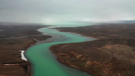 hvita glacial river in the icelandic highlands -aerial