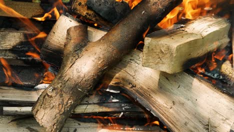 fuego de leña, llama ardiente en la chimenea. fondo de llama naranja con leña ardiendo
