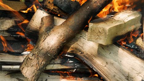 firewood fire, fiery flame in the fireplace. orange flame background with wood burning