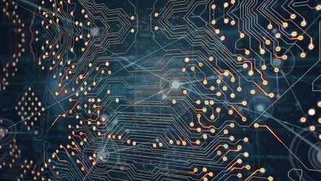 animación de circuitos integrados a través de conexiones y pantalla digital