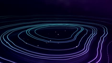 animation of glowing lines in circular motion against blue background