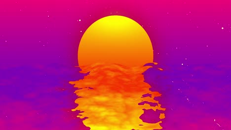 Animation-of-sun-over-water-on-pink-background