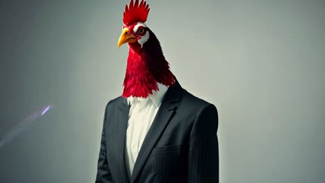 a rooster in a suit