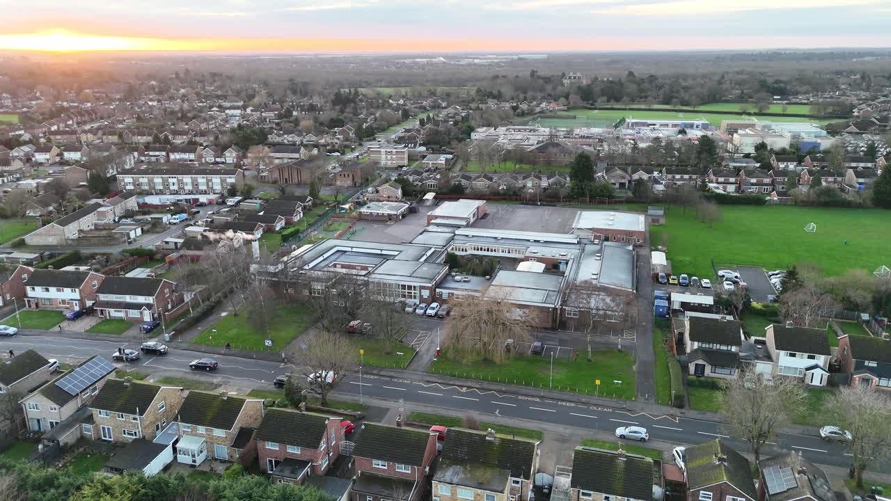 Thorpe Primary School Peterborough UK drone,aerial high angle