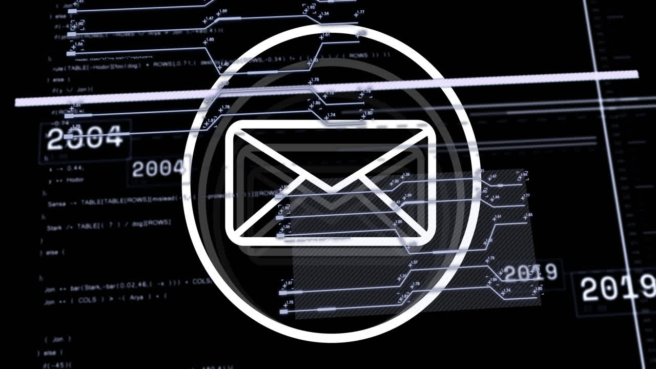 анимация обработки финансовых данных через сетку на черном фоне