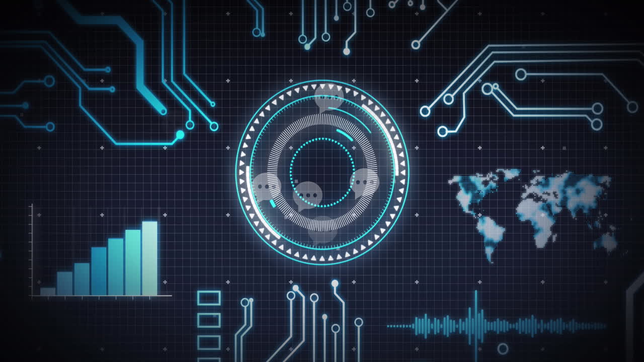 A scope scanning a computer circuit board and processing data