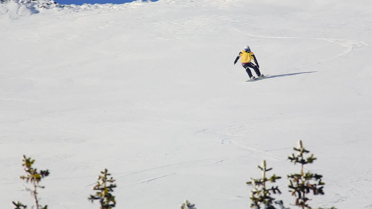 Snowboarding on a Mountain Slope