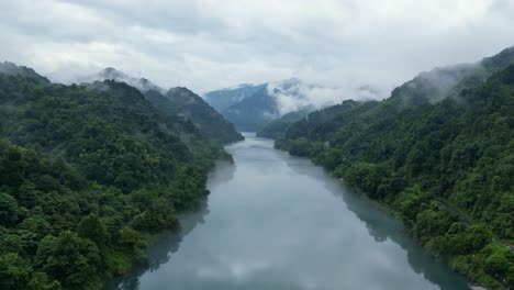 Arial-view,-a-drone-shot-above-the-river