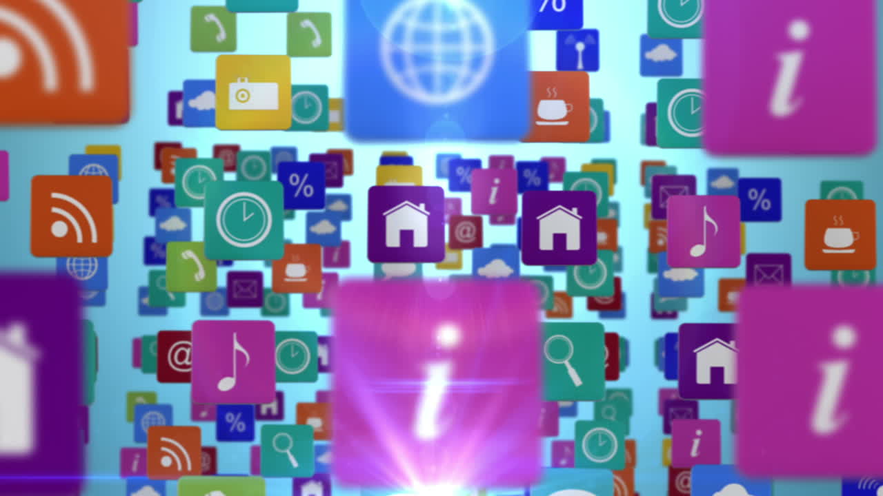 много рядов значков приложений