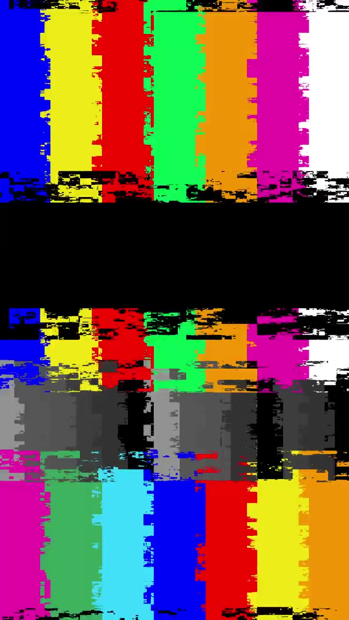 Glitching TV Color Bars Test Pattern with Digital Noise