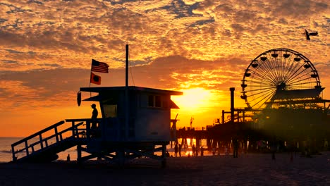 sunset at santa monica pier