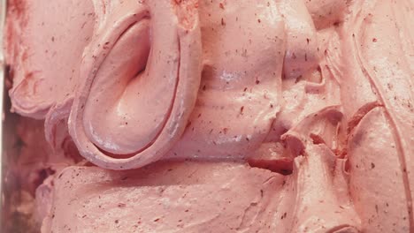 close-up of pink strawberry ice cream