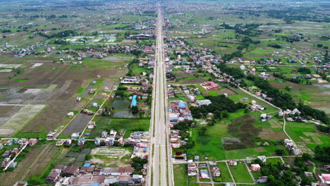 Aerial-View-Of-Siddhartha-Highway-In-Bhairahawa,-Nepal-At-Daytime