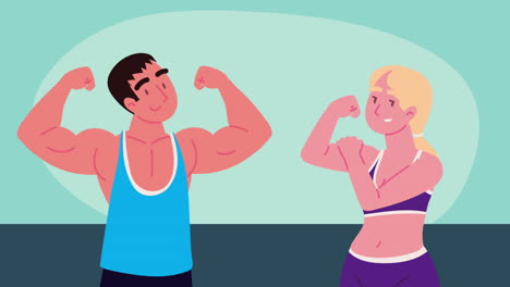 strong couple athletics persons animation