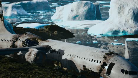 Viejo-Avión-Roto-En-La-Playa-De-Islandia