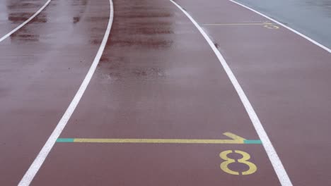 athletics track in the stadium. the ground marks the eighth runway.