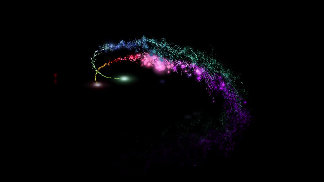 cola de luz mágica verde y púrpura con efecto de brillo