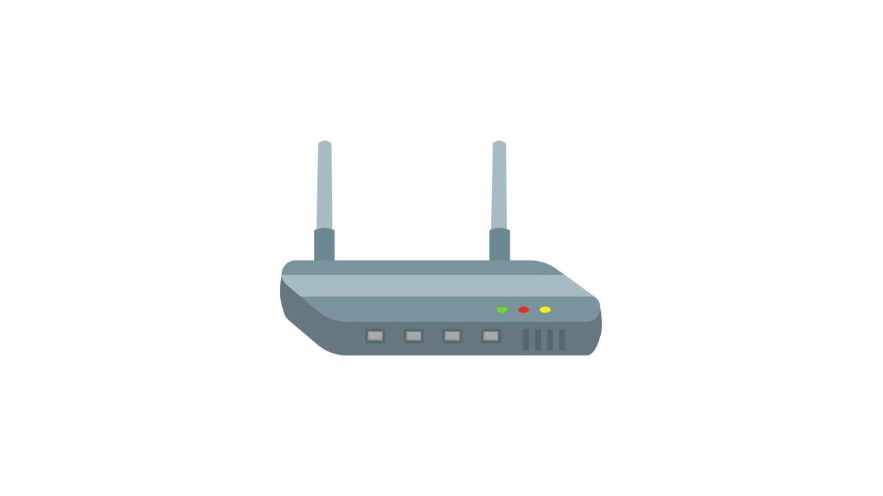 Animazione in Flat Design di un Router Wi-Fi con Antenne