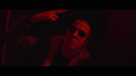 red light portrait of a man