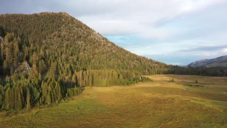 Vista-Aérea-De-La-Pradera-De-Montaña-En-California-Junto-A-La-Autopista-89,-Lago-De-Hierba