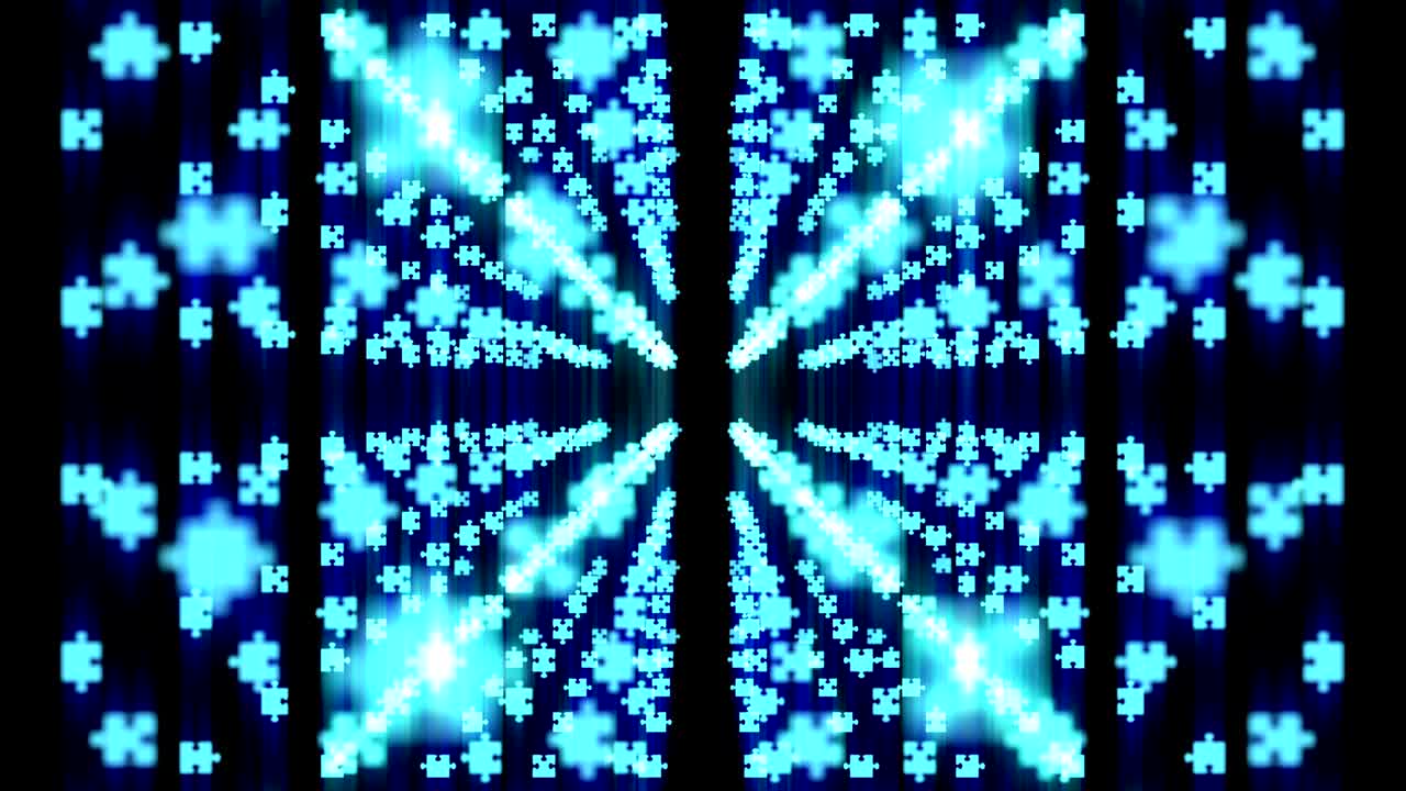 rompecabezas abstractos ilustración de color azul patrón brillante fondo zoom en movimiento, animación de bucle sin costuras 4k