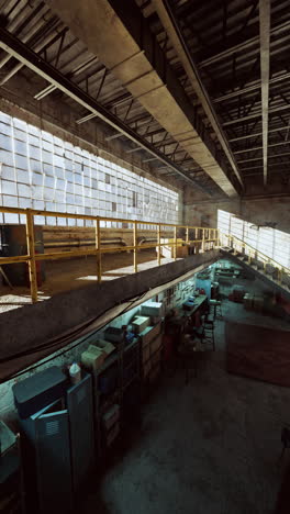abandoned warehouse with shelves and tools