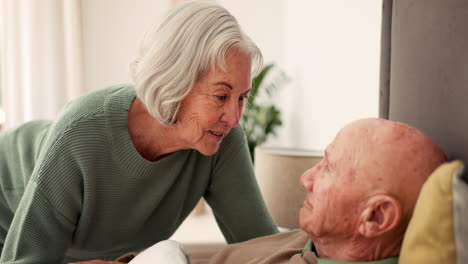 Sick,-kiss-forehead-and-senior-couple-for-support