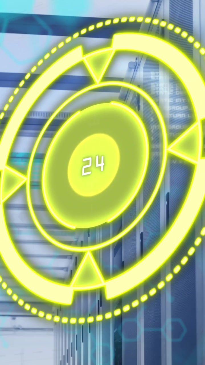 Animation of yellow circle with numbers over data and servers