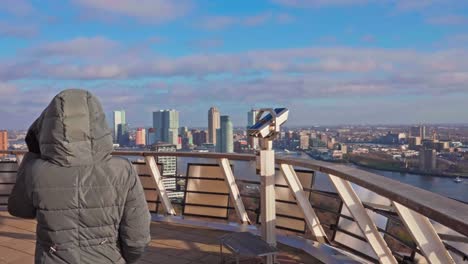 Walking-around-the-Euromast-in-Rotterdam,-Netherlands