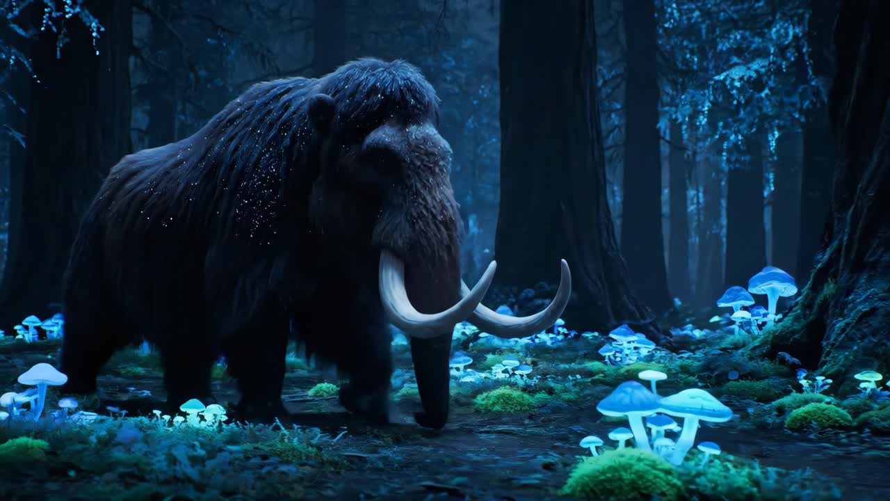 A Mammoth in a Glowing Forest