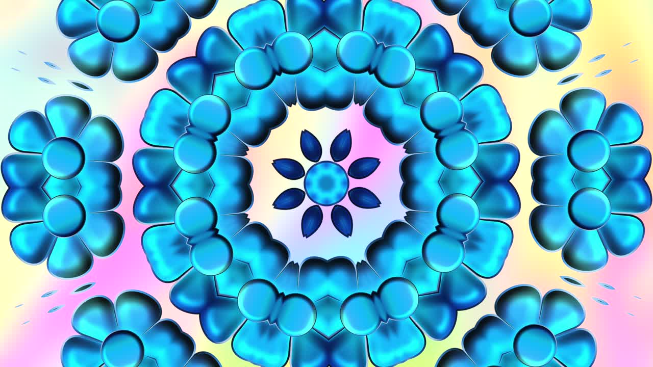 fondo abstracto de flores multicolores y movimiento con efecto caleidoscopio