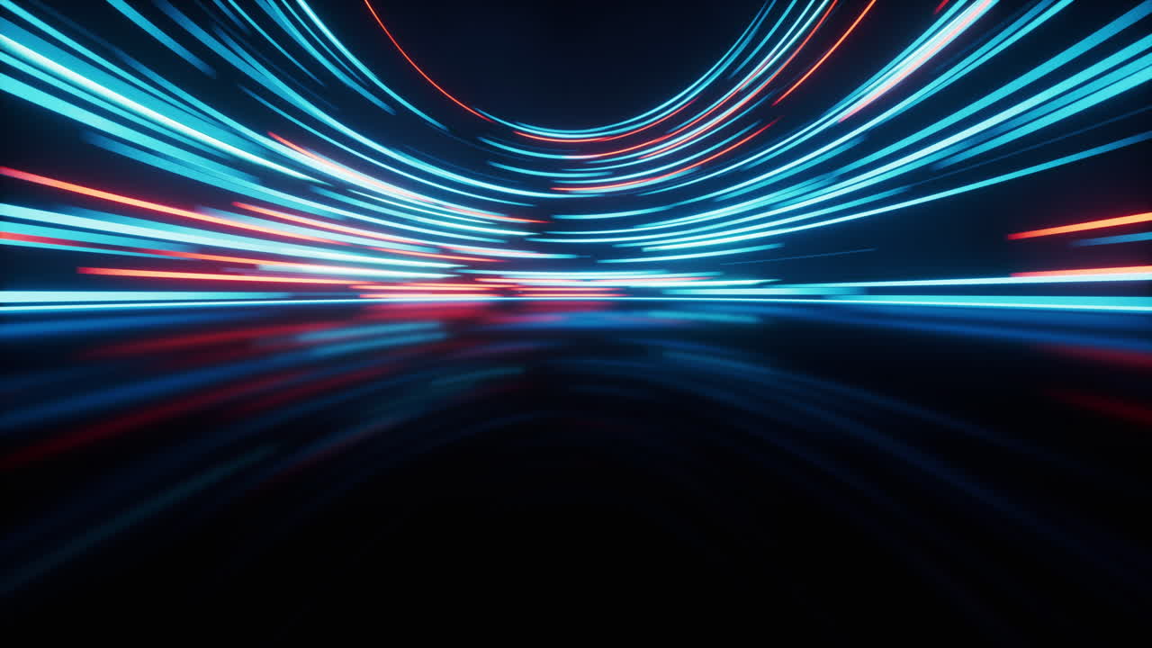 Linee rotonde luminose e illuminate, rendering 3D