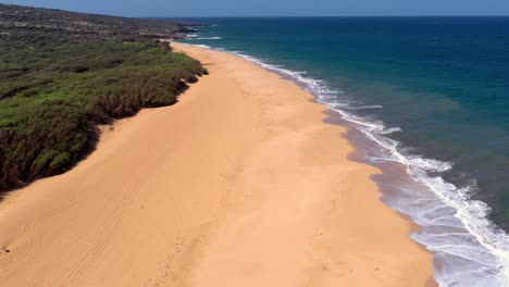 Beautiful-aerial-over-an-isolated-beach-or-coastline-in-Polihua-Lanai-Hawaii-2