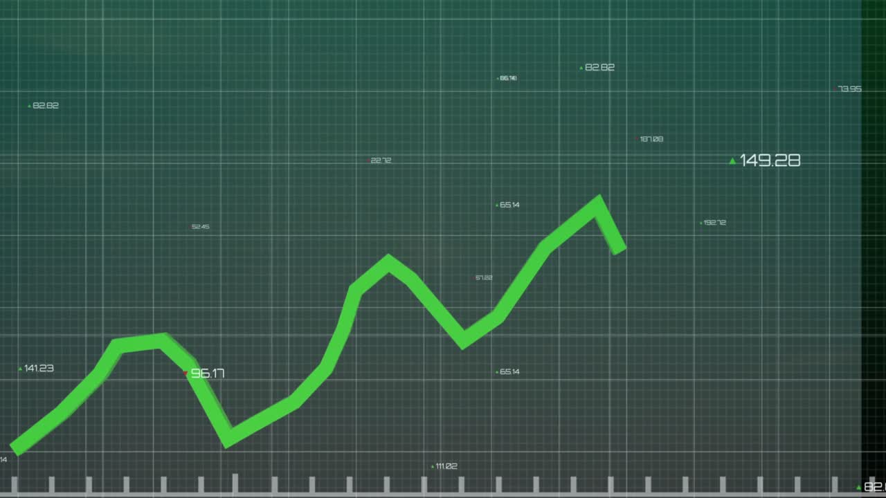 animación del procesamiento de datos sobre un fondo verde
