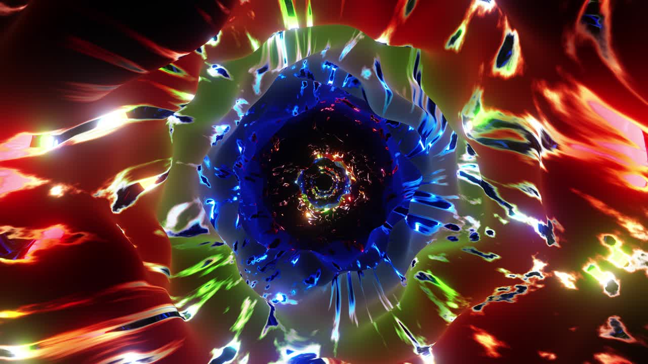 animación de bucle vj de movimiento hacia un túnel de neón multicolor