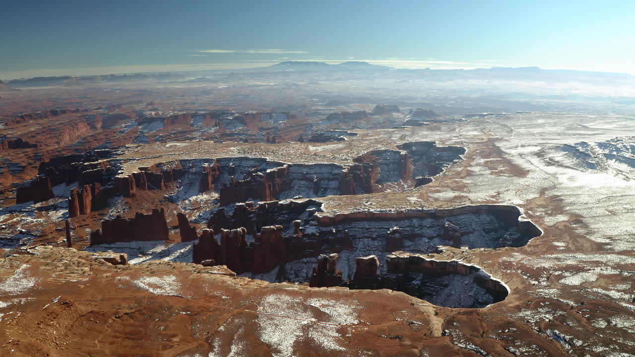 Vast Canyon Landscape with Snow Coverage in Winter