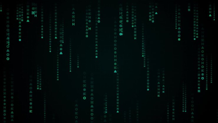 Digital Matrix Style Falling Green Symbols Background
