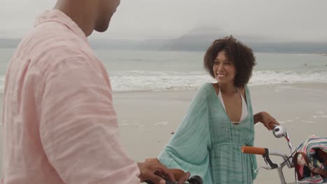 couple enjoying free time by the sea