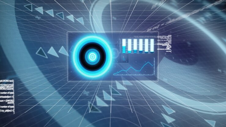 Animation of data processing on screen over scope scanning