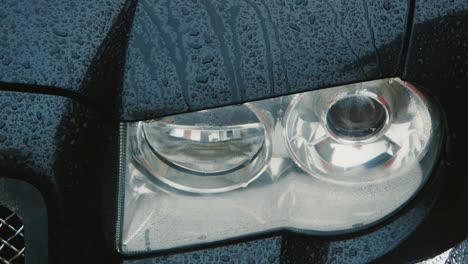 Car-Headlight-In-The-Rain-Raindrops-Running-Down-The-Glass