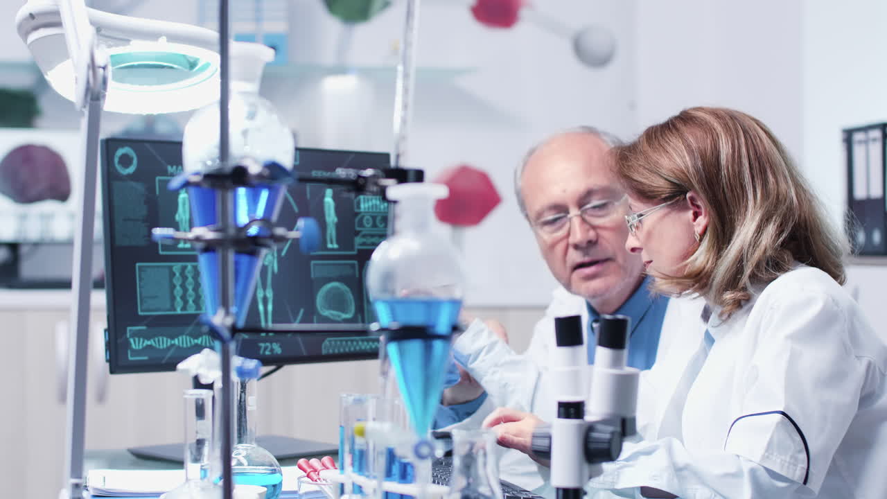Scientists conducting research in a laboratory
