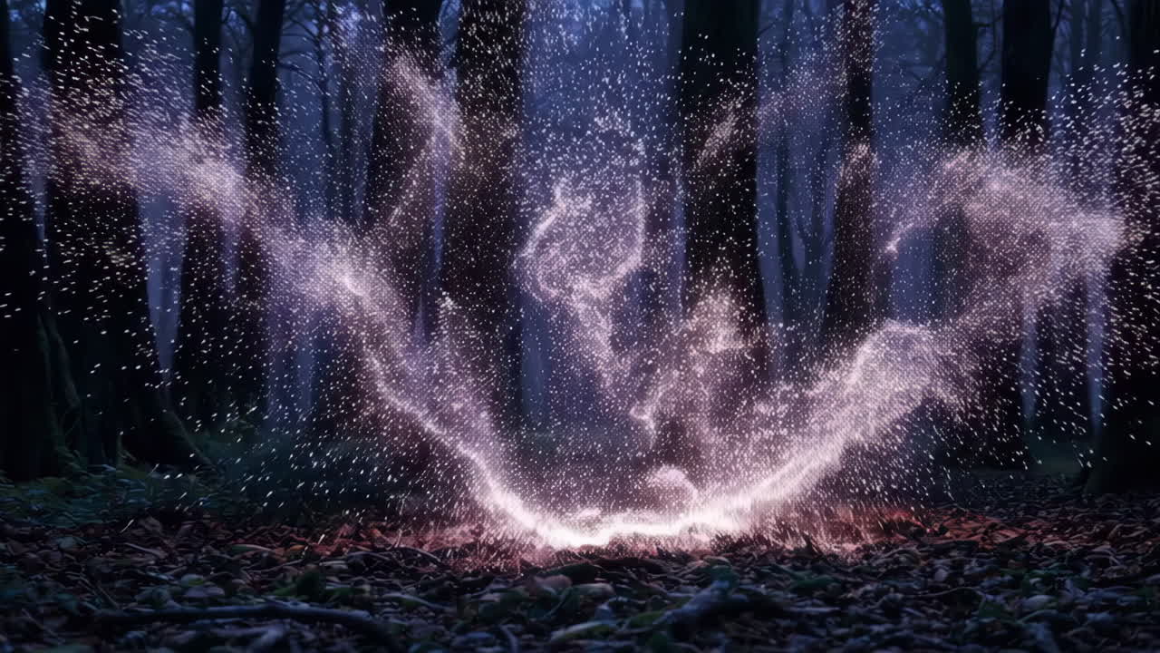 밤에 마법의 숲