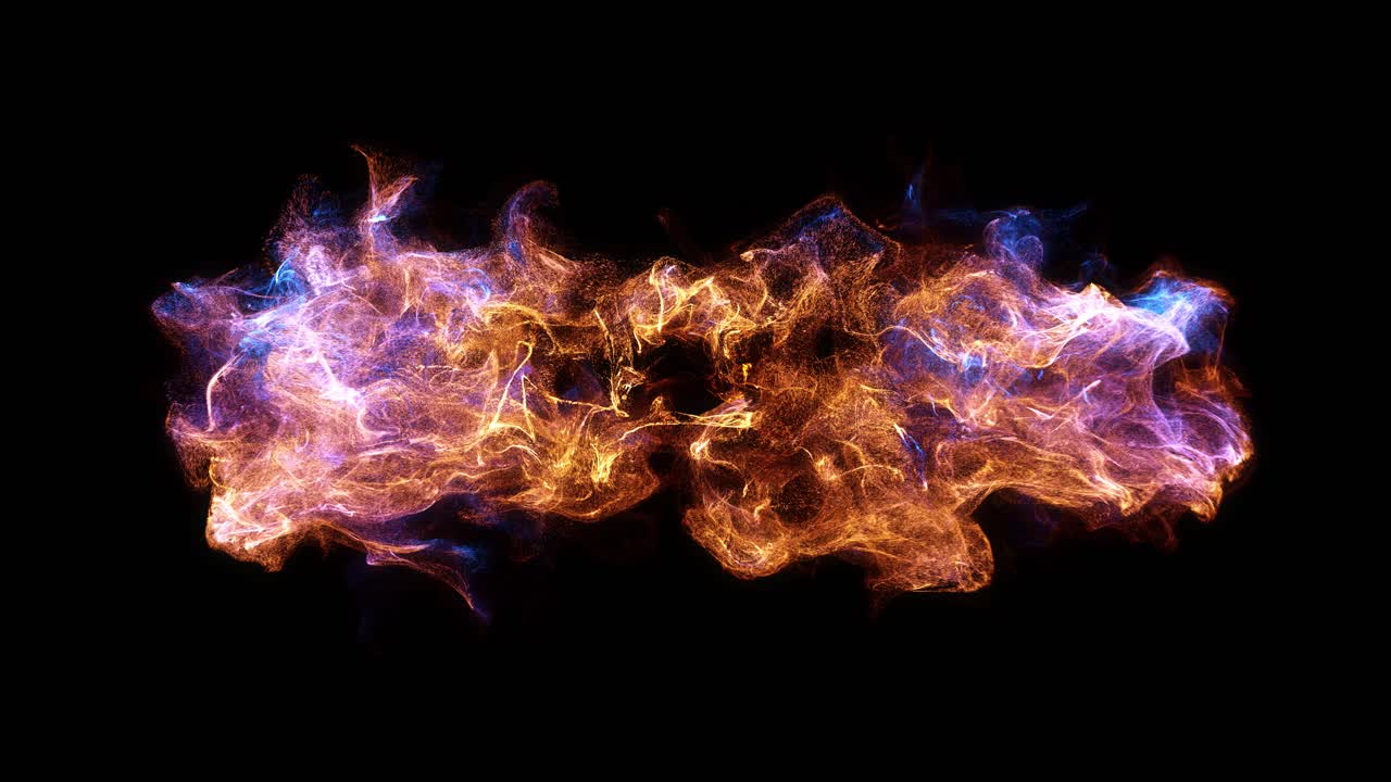 Esplosione di energia astratta con particelle colorate su sfondo nero